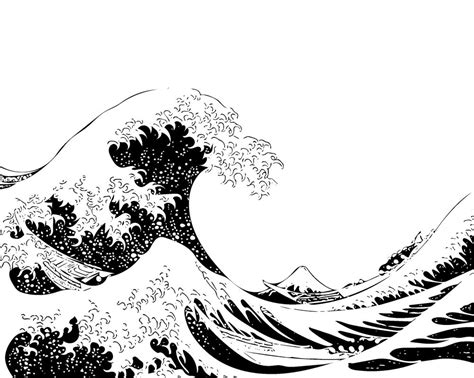 The Great Wave Off Kanagawa Black Sticker By Nanarts White 3x3