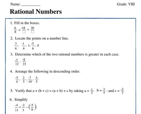 Get Ready For Class 8 Math With This Rational Numbers Worksheet For Free