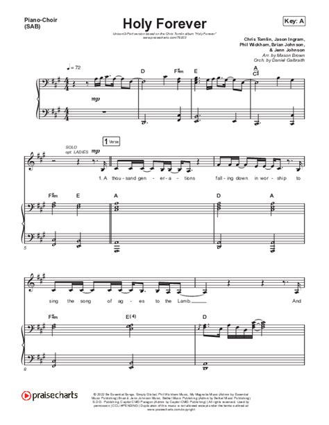 Holy Forever Unison 2 Part ST AB Sheet Music PDF Chris Tomlin