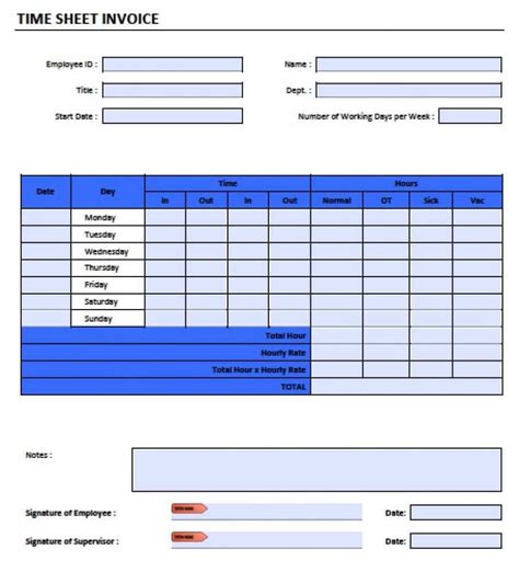 Contractor Timesheet Invoice Template Cards Design Templates