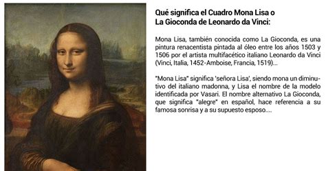 Papelería La Vuelta Qué Significa El Cuadro Mona Lisa O La Gioconda De