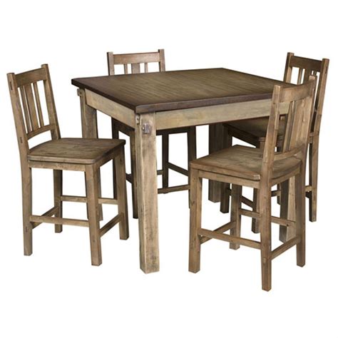 Including four slatted back chairs with slightly curved angles throughout, in a bright colored finish. Vintage Editions, Inc. Gathering Table and 4 Chairs ...
