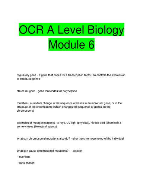 Ocr A Level Biology Module 6 Browsegrades