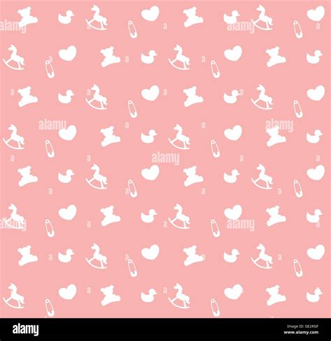 Pink Baby Seamless Pattern Background Vector Endless Texture Can Be