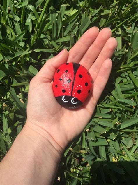 Ombre heart painted rock from carla schauer designs. Set of 3 cute hand painted ladybug rock! Great addition to ...