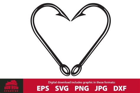 Fish Hook Heart Fishing SVG Cutting File Clipart