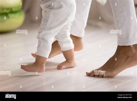 Close Up Of Little Biracial Toddler Learn Walking Stock Photo Alamy