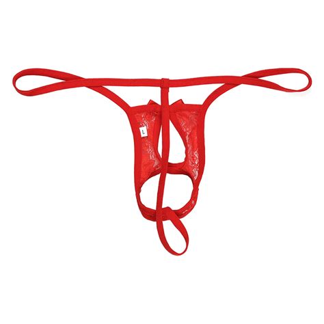 2020 Iefiel Men Lingerie Panties Open Butt Crotchless Penis Ring Ball Lifter Bikini G String