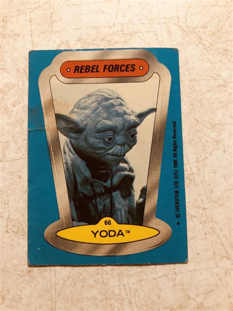 I Found A Master Yoda Rebel Forces Sticker Card From 1980interesting