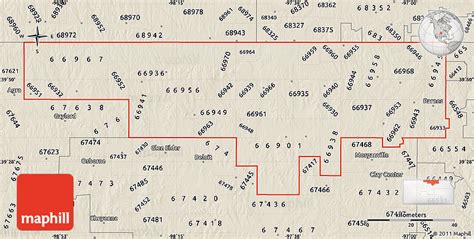Classic Style Map Of Zip Codes Starting With 669