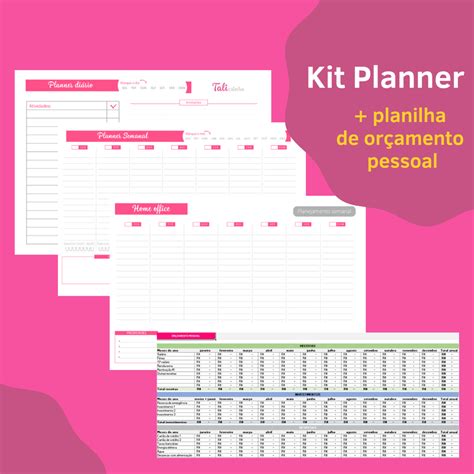 Kit planner planilha de orçamento pessoal Talitta Hotmart