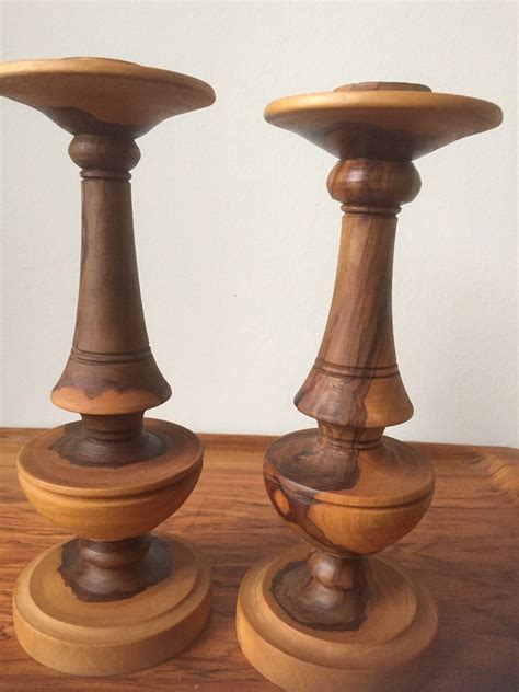 Turned Wooden Candle Holders Image To U
