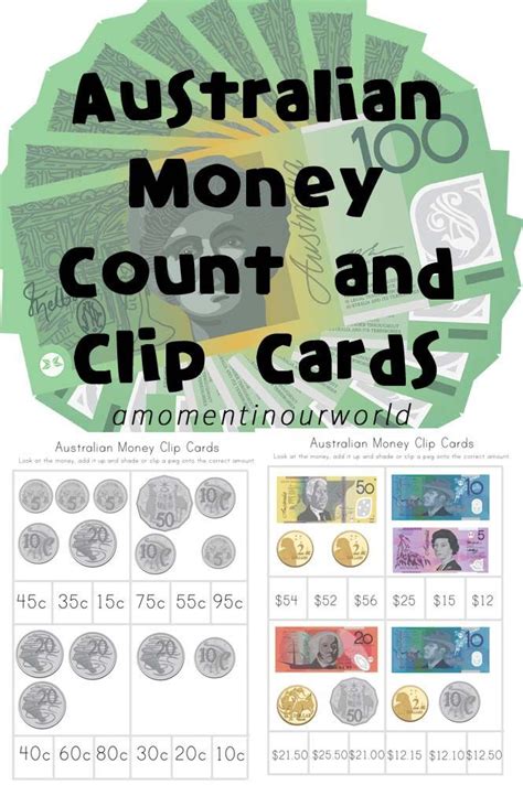 Australian Money Count And Clip Cards Australian Money Money