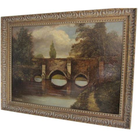 ANTIQUE Bridge Over Water Painting- Oil on Wood-signed | Painting, Oil painting, Water painting