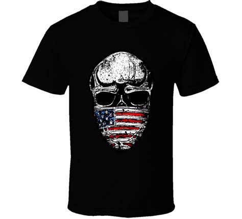 American Flag Skull Military Patriotic Veteran T Shirt