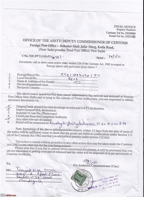 Letter to customs officer for carrying electronics from usa to india for a company. Bought exhaust tips from the web, got a letter from the ...