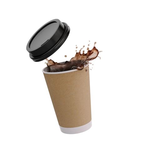 Premium Photo Coffee Liquid Splash With Paper Cup