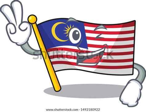 Two Finger Flag Malaysia Cartoon Isolated Stock Vector Royalty Free