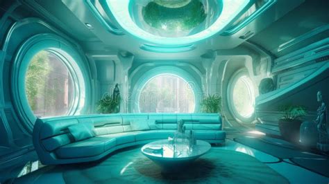 Stunning Futuristic Interiors Sky Blue And Bright Green A