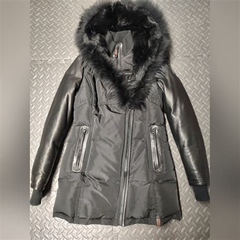 Rudsak Jackets And Coats Rudsak Grace Blk With Leather Sleeve Fur