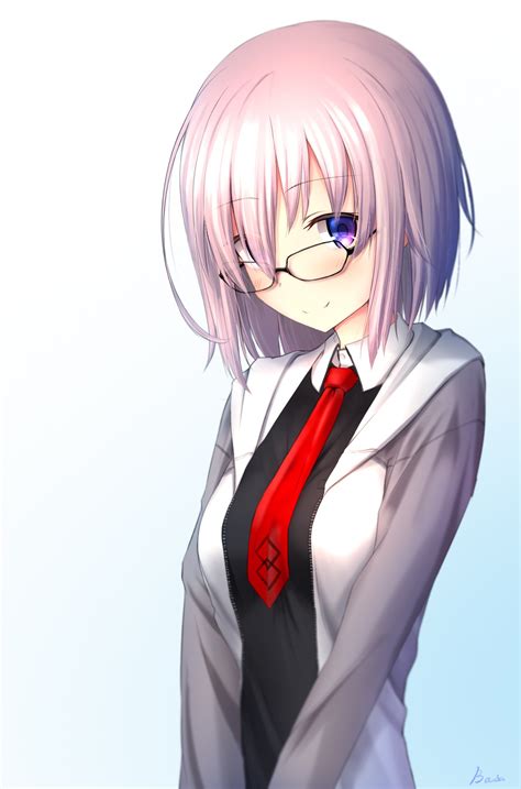 Anime girls with short hair are the best. Wallpaper : illustration, anime girls, short hair, glasses, artwork, pink hair, mouth, Fate ...