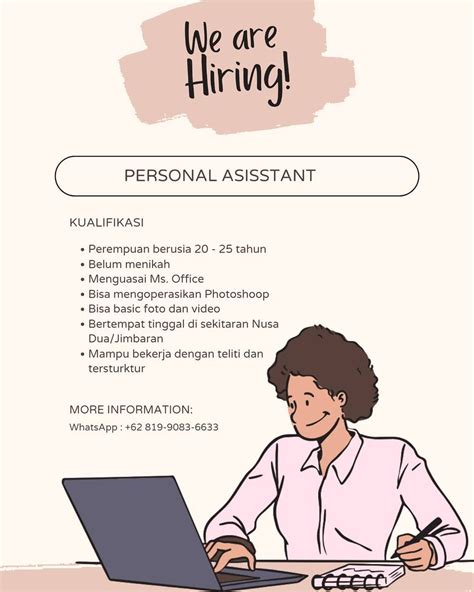 Lowongan Kerja Sebagai Personal Assistant Untuk Penempatan Kerja Di