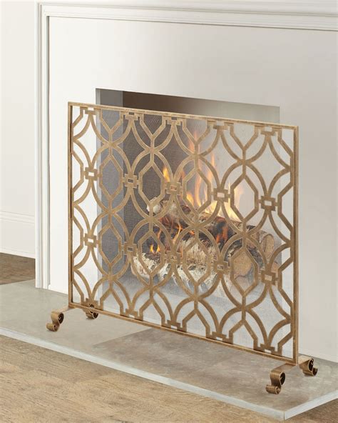 Geometric Design Single Panel Fireplace Screen Neiman Marcus
