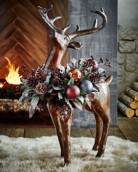 Pewter And Bronze 35 Standing Deer Christmas Deer Decorations