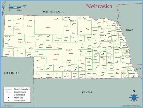 Nebraska County Outline Wall Map By Mapsales
