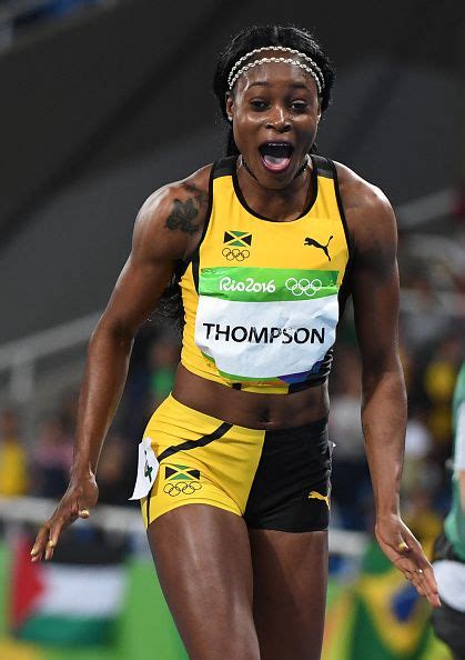 Jamaicas Elaine Thompson Reacts After She Won The Womens 100m Final During The Sports Women