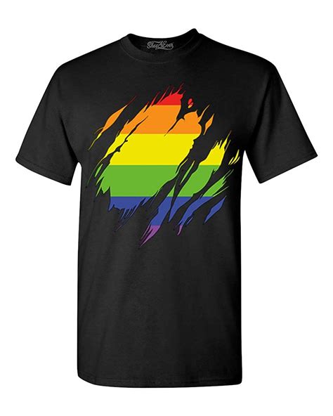 Ripped Rainbow Flag T Shirt Gay Pride Shirts 6730 Jznovelty