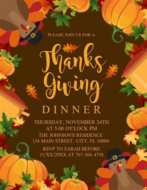 Printable Thanksgiving Invitations Templates
