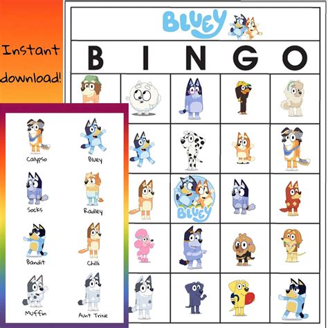 Bluey Bingo Game Digital File Etsy Polska