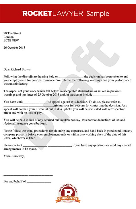 Sample letter of appeal for termination. Termination Letter Poor Performance | scrumps