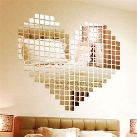 100 Piece Self Adhesive Mirror Tile 3d Wall Sticker Decal Mosaic Room Decor Stick On Modern Self