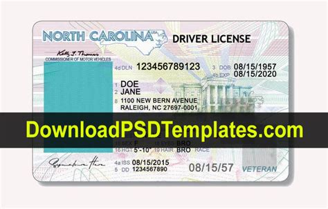 North Carolina Drivers License Template Nc Editable Psd Throughout
