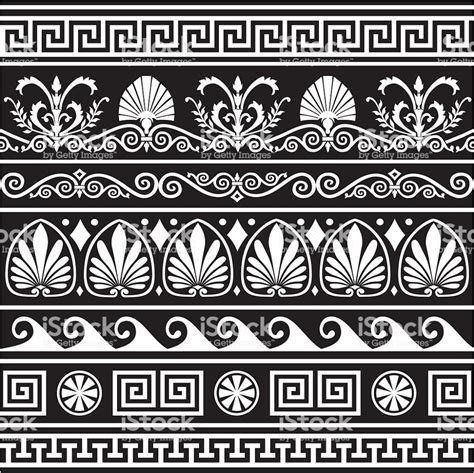 Set Of Antique Greek Borders On Black Royalty Free Greek Culture Stock Vector Border Pattern