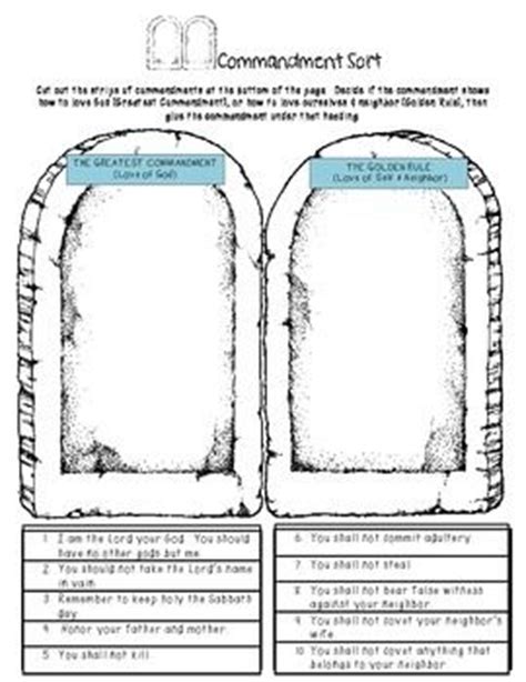 The following crafts and activities come from the ten commandments bible lesson on the resource room and as an instant download. Ten Commandments Study guide and Activity Sort | Ten ...