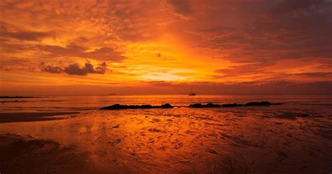 Orange Beach Sunset Full Hd Desktop Wallpapers 1080p