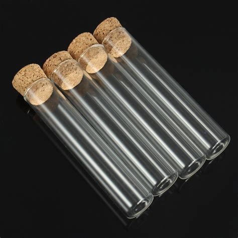 20100mm Test Tube With Cork Clear Like Glass 5pcssets Flat Bottomed