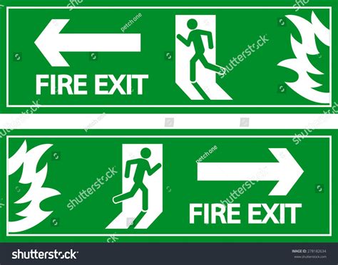 Emergency Fire Exit Door Signs Vector De Stock Libre De Regalías
