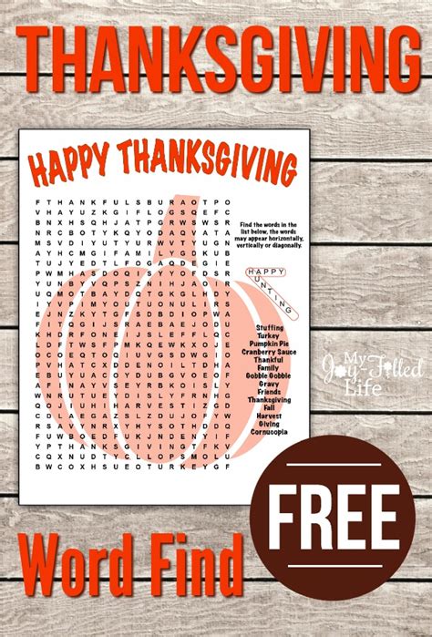 Free Printable Thanksgiving Word Find My Joy Filled Life