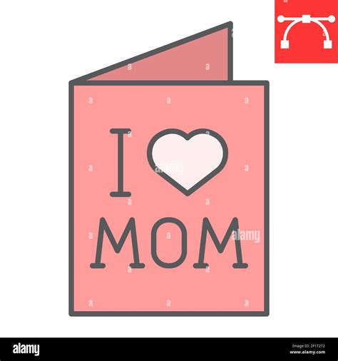 Happy Mothers Day Greeting Card Color Line Icon Typography And Holiday