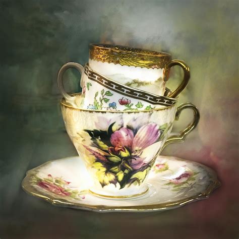 Stacked Vintage Teacups Photograph By Harriet Feagin Photography