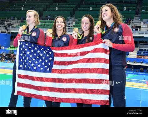 Team Usa Celebrates Their Gold Medal In The Womens 4x200 Freestyle