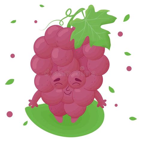 Cheerful Cartoon Grape Character Stock Vector Illustration Of Fresh