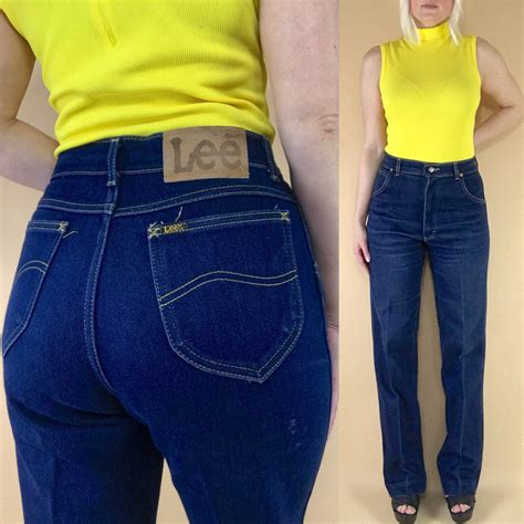 S Lee Dark Wash Jeans High Waisted Vintage Straight Leg Etsy