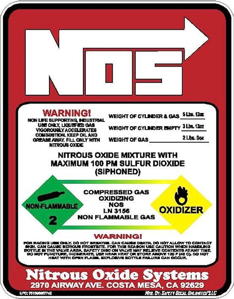 No W Nos Nitrous Oxide Bottle Label Sticker Decal The Best Quality C 2