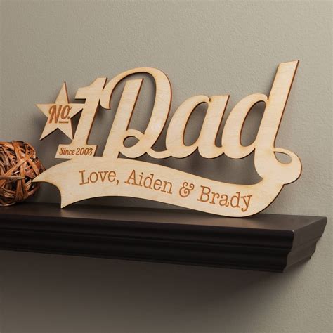 Number One Dad Personalized Fathers Day Wood Plaque