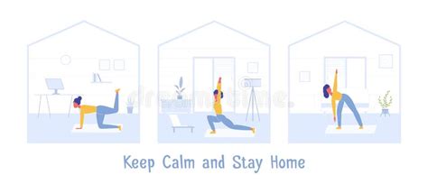 Sport Exercise At Home Keep Calm During Quarantine Stock Illustration